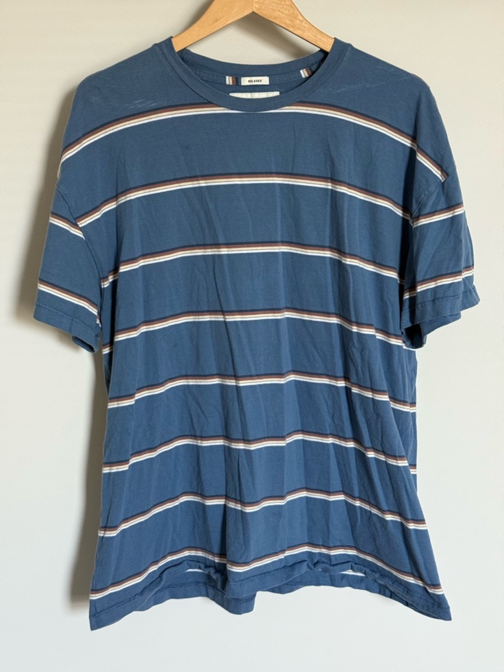 Abercrombie & Fitch Blue Striped Relaxed Fit Soft A&F Tee XXL